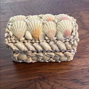 Seashell Covered Jewelry Box with Red Velvet Interior